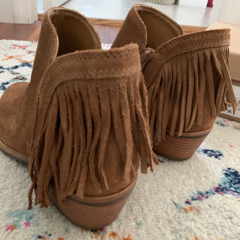 Lucky Brand Freedah Fringe Boots Honey Oiled Suede 10 - Picture 4 of 6